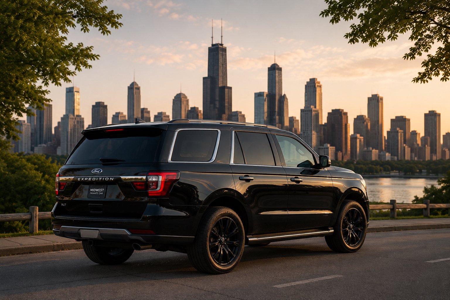 Midwest Private Car SUV with the Chicago skyline