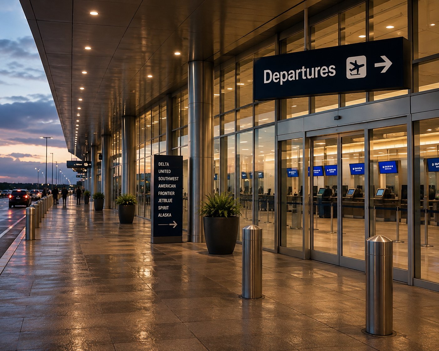 Airport departures terminal